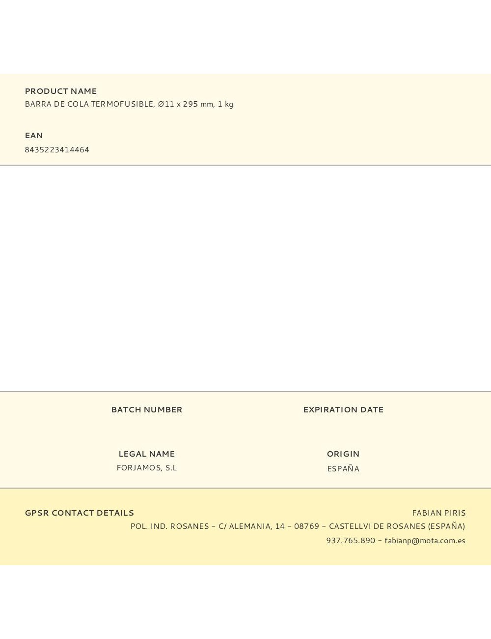 Barra de cola termofusible, ø11 x 295 mm, 1 kg