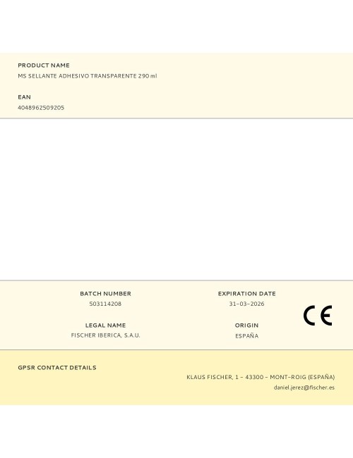 Ms sellante adhesivo transparente 290 ml