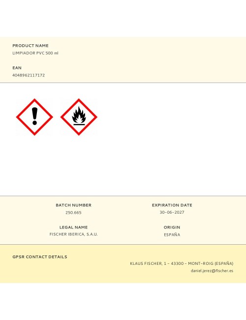 Limpiador pvc 500 ml
