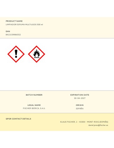 Limpiador espuma multiusos 500 ml