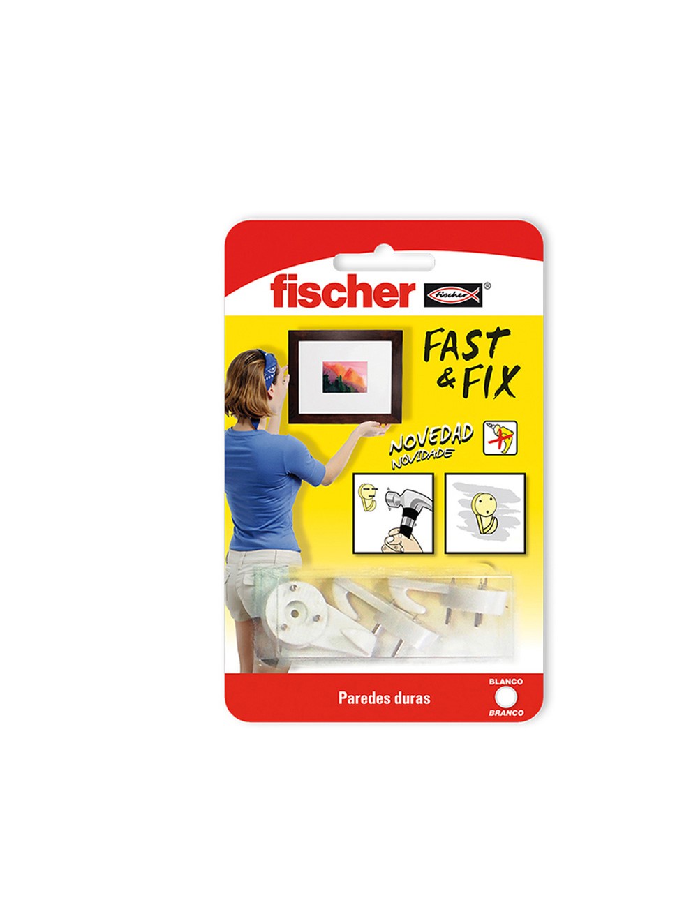 Colgador 3 puntas fast&fix (blister 4 unid.) 534844 fischer