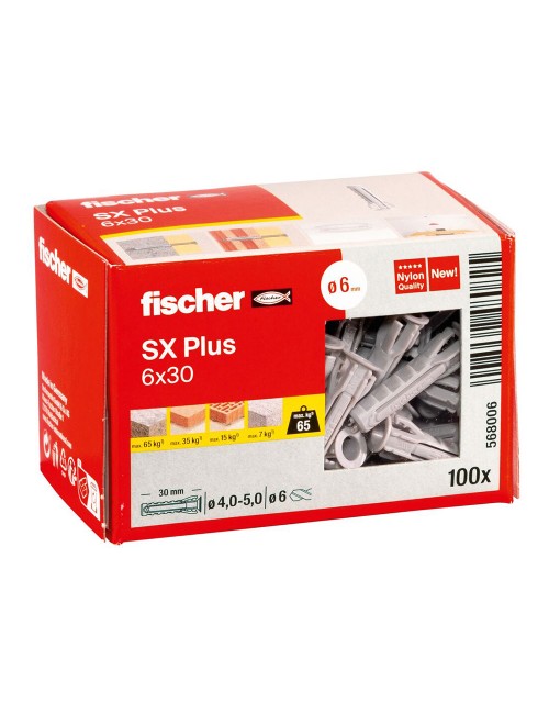 Taco sx plus ø6 x 30 mm, caja 100 uds