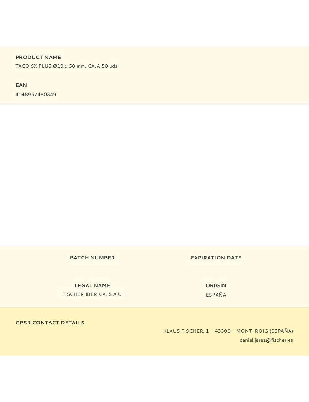 Taco sx plus ø10 x 50 mm, caja 50 uds