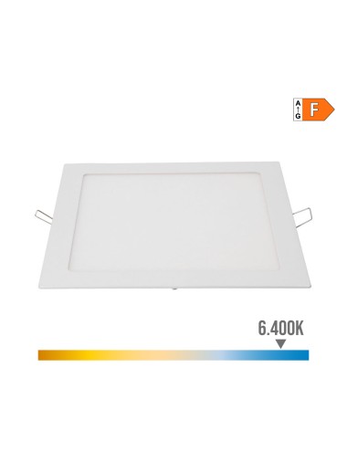 Downlight led empotrable cuadrado 20 w luz fría 6400 k 1500 lm blanco 22 x 22 cm