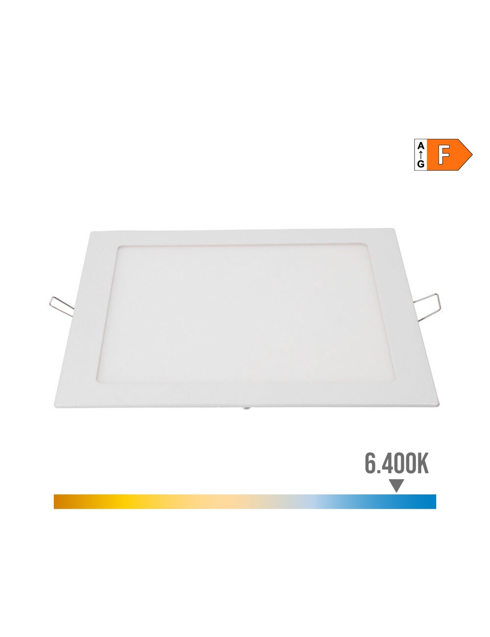 Downlight led empotrable cuadrado 20 w luz fría 6400 k 1500 lm blanco 22 x 22 cm