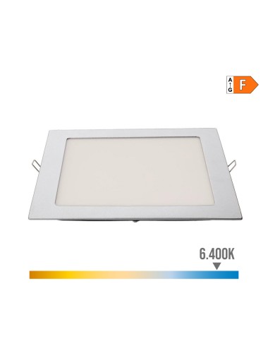 Downlight led empotrable cuadrado 20 w luz fria 6400 k 1500 lm cromado 22 x 22 cm