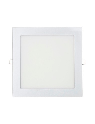Downlight led empotrable cuadrado 20 w luz fria 6400 k 1500 lm cromado 22 x 22 cm