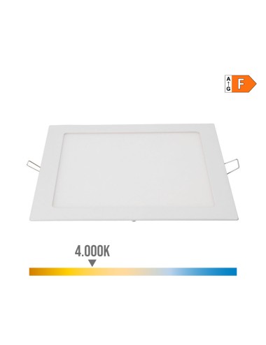 Downlight led empotrable cuadrado 20 w luz día 4000 k 1500 lm color blanco 22 x 22 cm