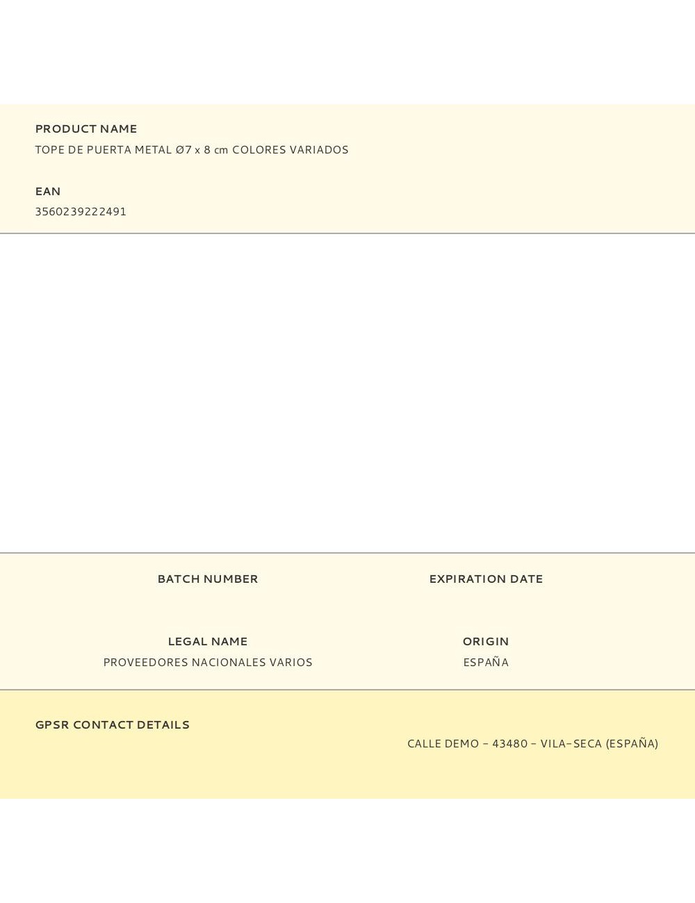 Tope de puerta metal ø7 x 8 cm colores variados