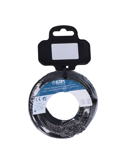 Carrete cable cordón tubular h03vv-f 2 x 0,75 mm negro, 5 m