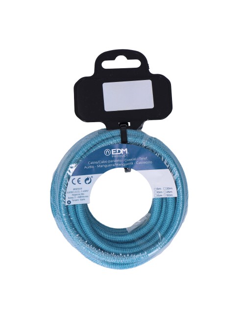 Carrete cable cordón tubular h03vv-f 2 x 0,75 mm azul claro, 5 m