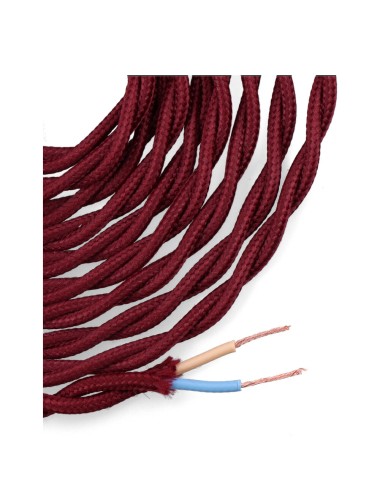 Carrete cable textil trenzado h03vv-f 2 x 0,75 mm burdeos, 5 m