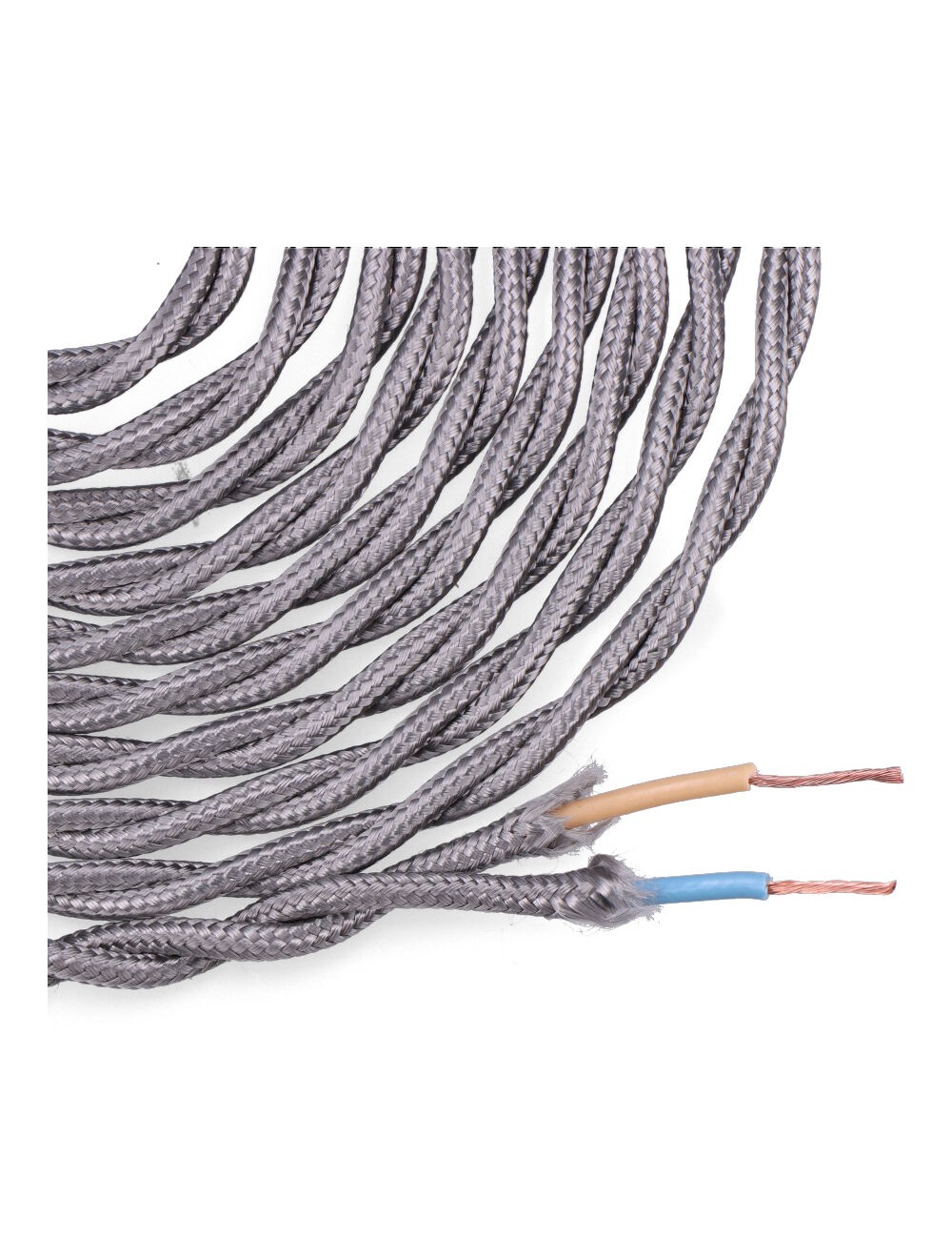 Carrete cable textil trenzado h03vv-f 2 x 0,75 mm gris oscuro, 5 m