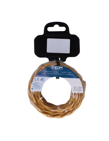 Carrete cable textil trenzado h03vv-f 2 x 0,75 mm oro, 5 m