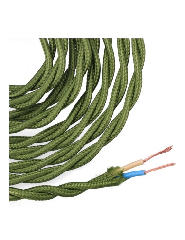 Carrete cable textil trenzado h03vv-f 2 x 0,75 mm verde, 5 m