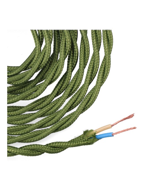 Carrete cable textil trenzado h03vv-f 2 x 0,75 mm verde, 5 m