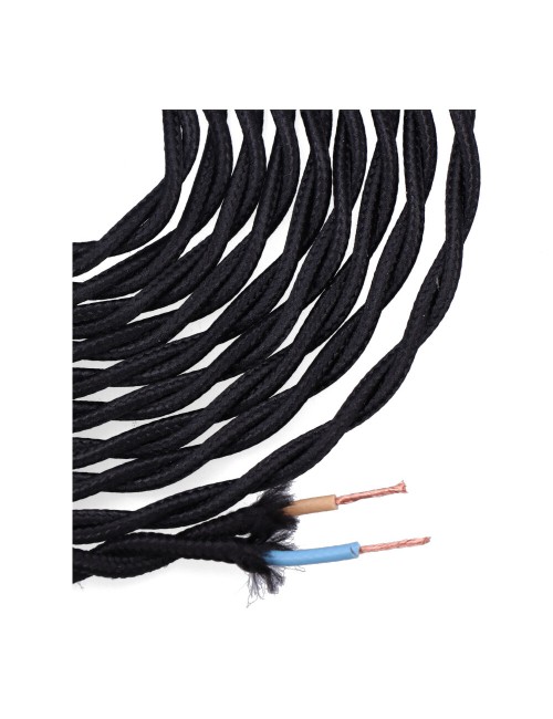 Carrete cable textil trenzado h03vv-f 2 x 0,75 mm negro, 5 m