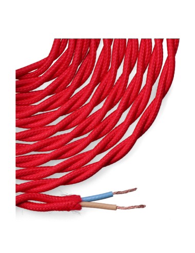 Carrete cable textil trenzado h03vv-f 2 x 0,75 mm rojo, 5 m