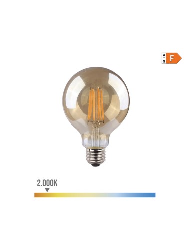 Bombilla de globo con filamento de led, cristal vintage e27 8 w 720 lm 2000 k luz calida ø9,5 x 14 cm