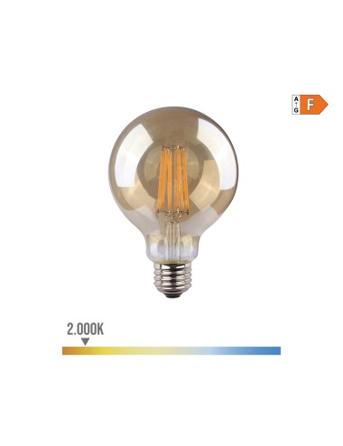 Bombilla de globo con filamento de led, cristal vintage e27 8 w 720 lm 2000 k luz calida ø12,5 x 17 cm