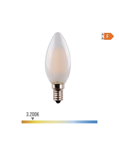 Bombilla de vela con filamento de led, cristal mate e14 4,5 w 470 lm 3200 k luz calida ø3,5 x 9,8 cm