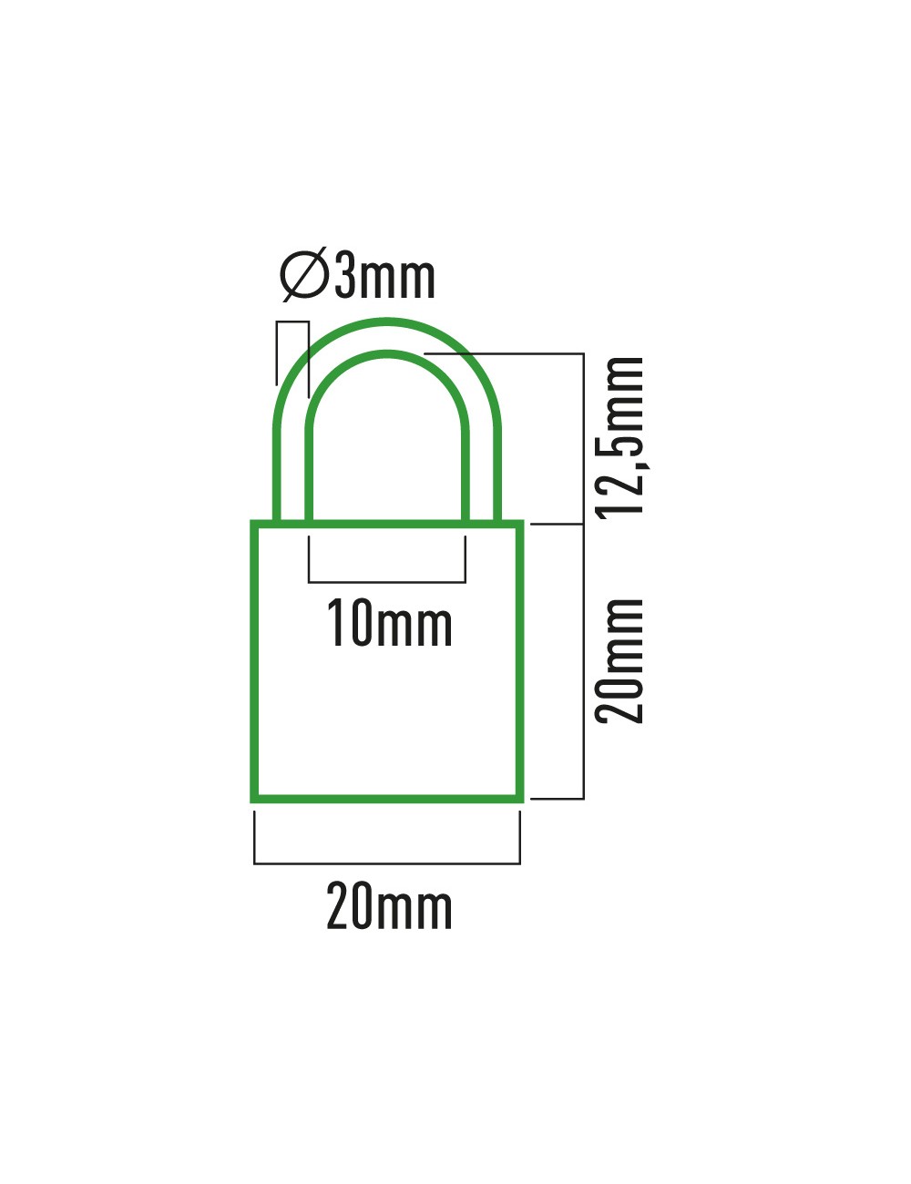 Candado de latón arco normal 20mm
