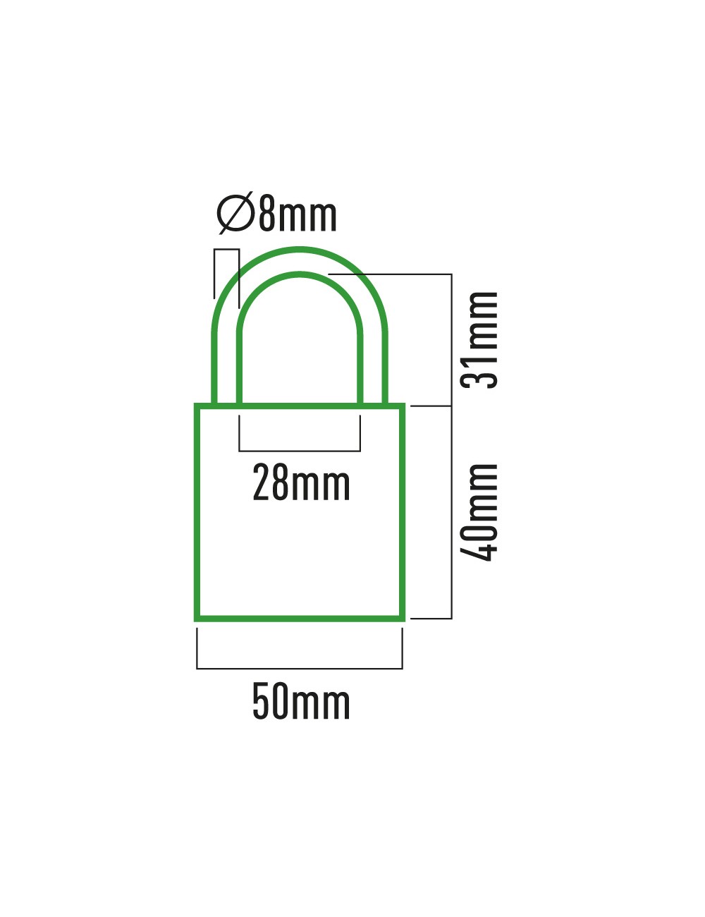 Candado de latón arco normal 50mm