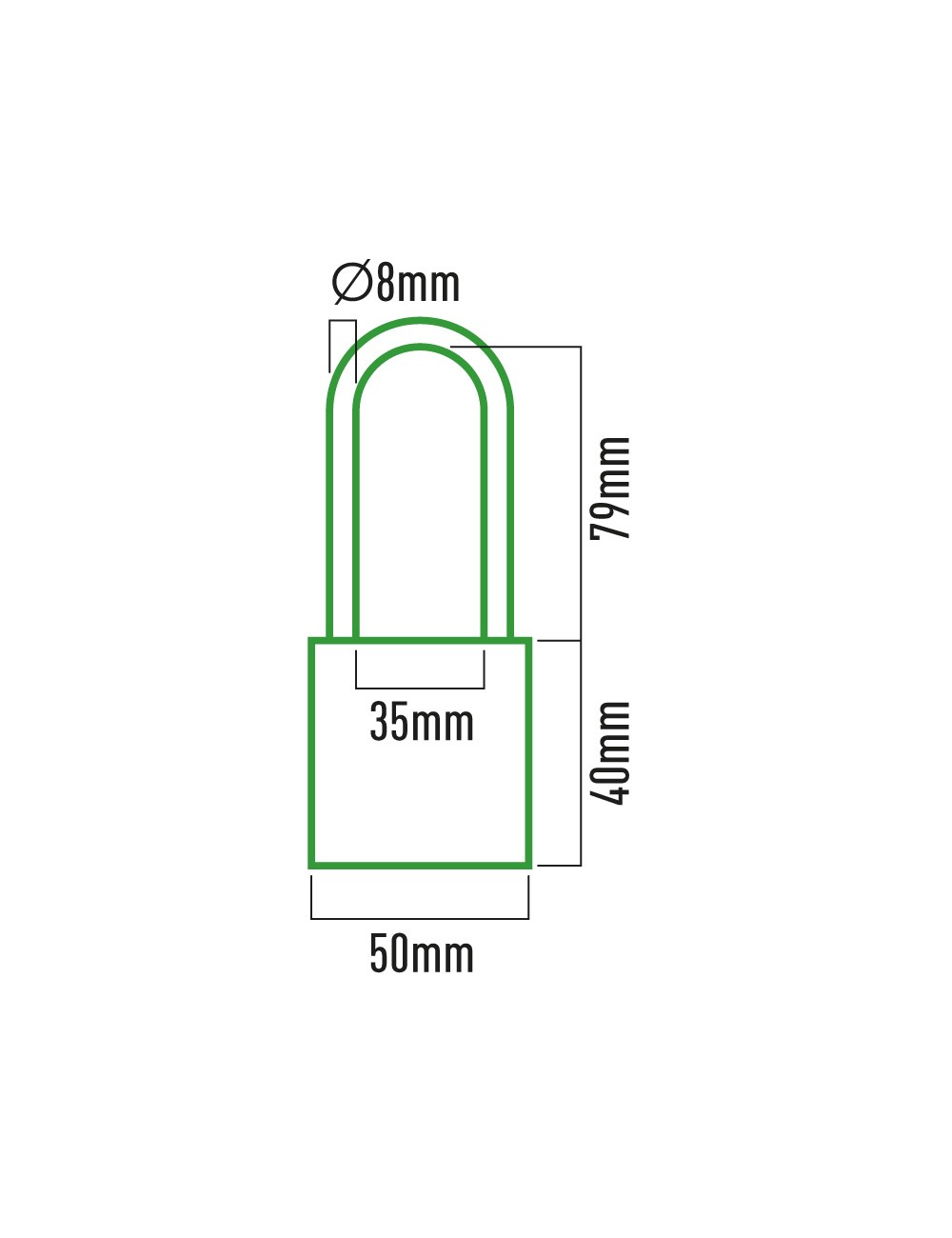 Candado latón arco largo 50 mm