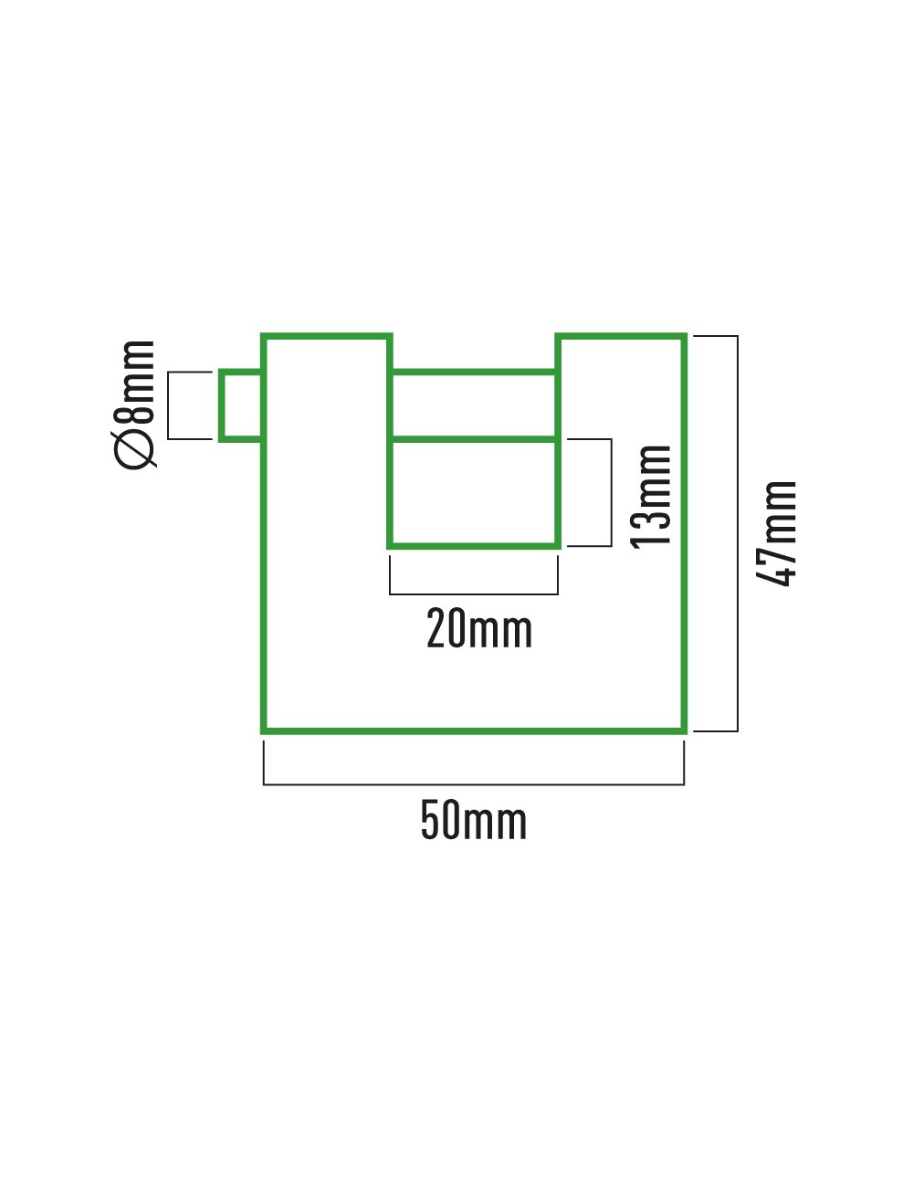 Candado de latón reforzado de seguridad 50 x 47 x 20 mm