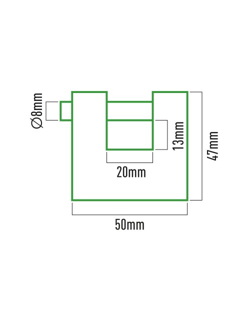 Candado de latón reforzado de seguridad 50 x 47 x 20 mm