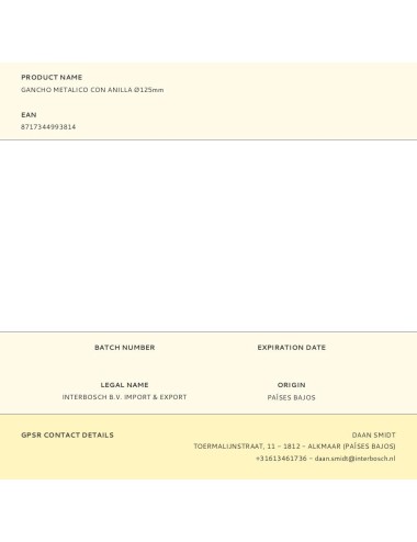 Gancho metalico con anilla ø125 mm