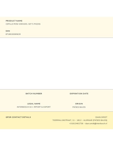 Cepillo mini variado, set 5 piezas