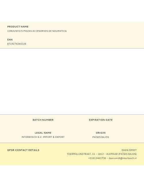 Conjunto 5 piezas accesorios de neumatica