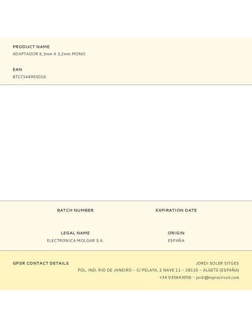 Adaptador 6,3mm a 3,2mm mono