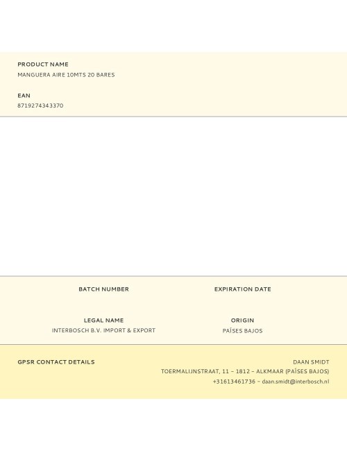 Manguera aire 10mts 20 bares