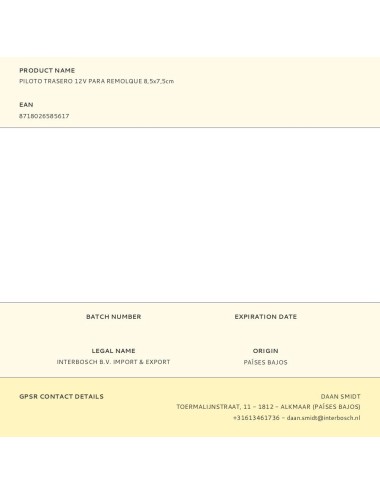 Piloto trasero 12v para remolque 8,5x7,5cm