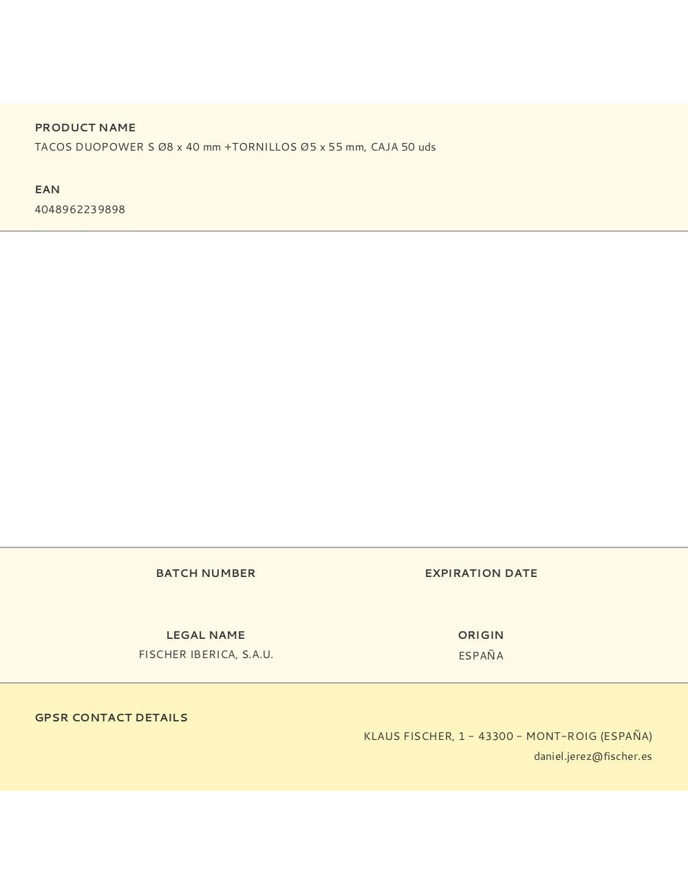 Tacos duopower s ø8 x 40 mm +tornillos ø5 x 55 mm, caja 50 uds