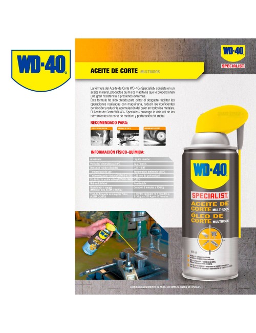 Specialist aceite de corte 400ml wd40 34381