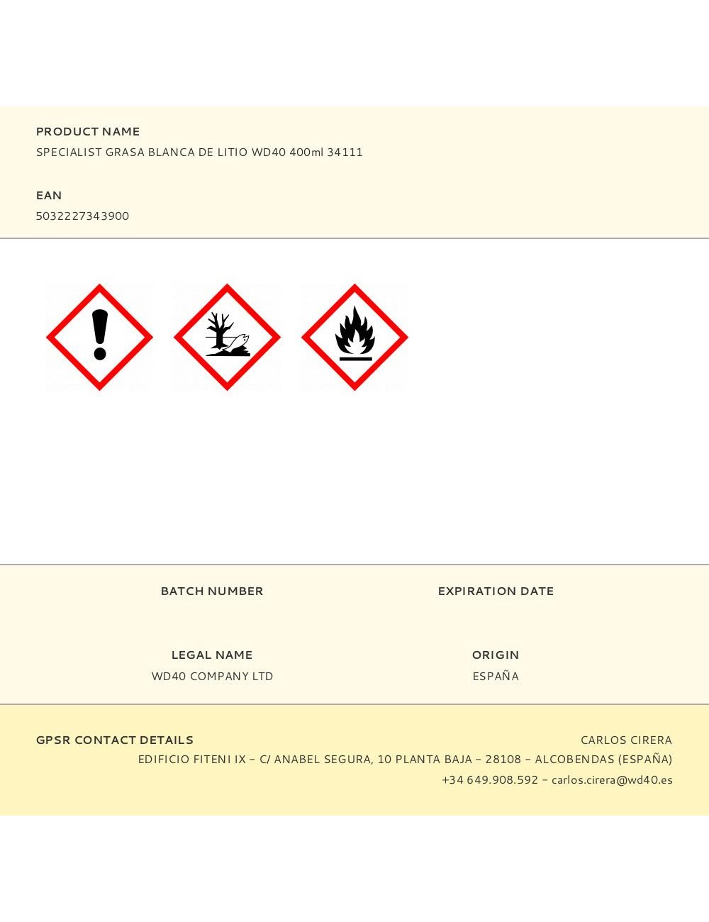 Specialist grasa blanca de litio 400 ml