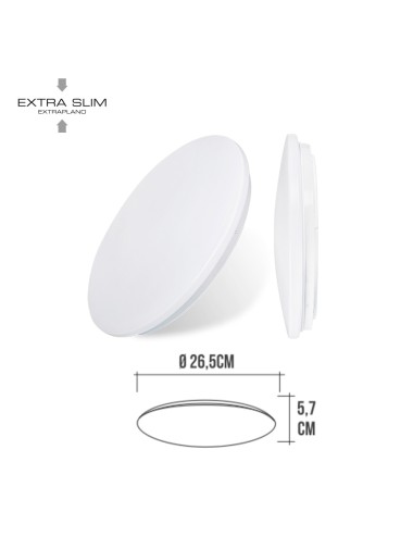 Aplique led circular de superficie 12 w 4000 k 1160 lm ø25 x 6,2 cm