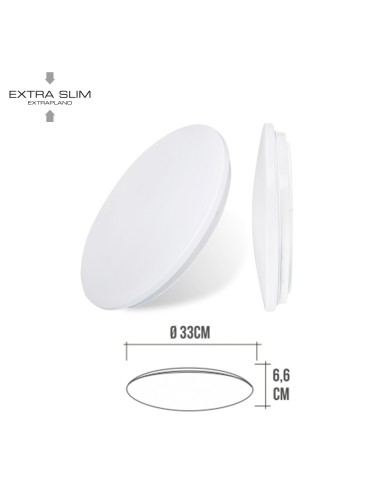 Aplique led circular de superficie 18 w 6500 k 1820 lm ø32,5 x 6,2 cm