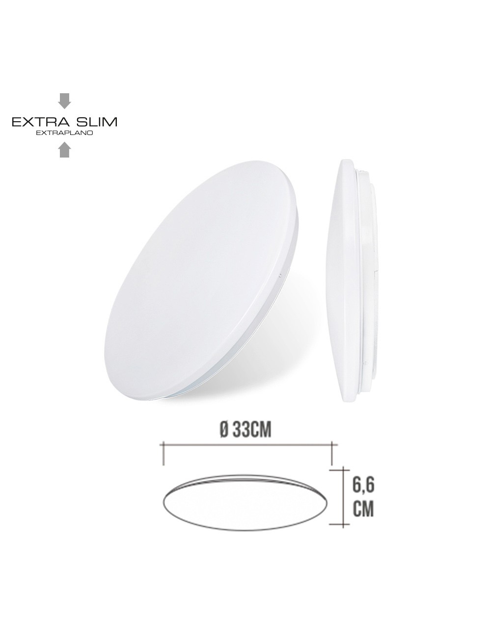 Aplique led circular de superficie 18 w 6500 k 1820 lm ø32,5 x 6,2 cm