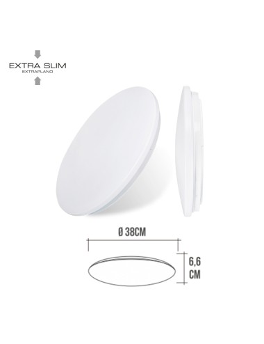 Aplique led circular de superficie 24 w 4000 k 2490 lm ø38 x 6,2 cm