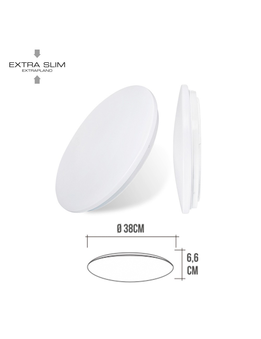 Aplique led circular de superficie 24 w 4000 k 2490 lm ø38 x 6,2 cm
