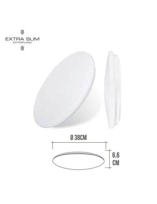Aplique led circular de superficie 24 w 4000 k 2490 lm ø38 x 6,2 cm