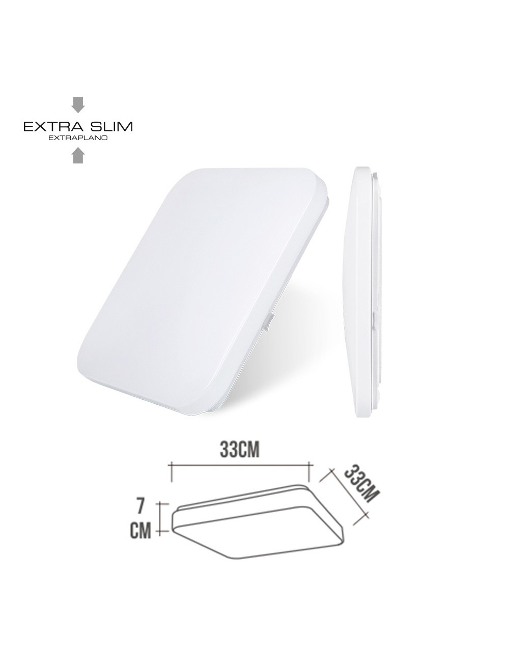 Aplique led cuadrado extraplano de superficie 18 w 4000 k 1820 lm 33 x 33 x 6,9 cm