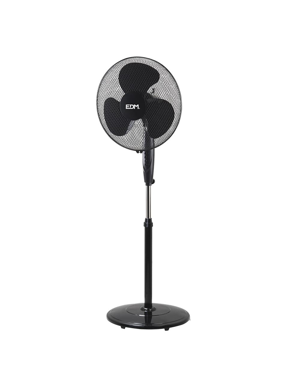 Ventilador de pie base circular, negro, potencia 45 w 55,6 db aspas ø40 cm, altura regulable 110-130 cm
