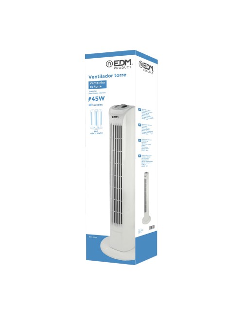 Ventilador de torre. potencia: 45 w 60db, blanco 21 x 78 cm