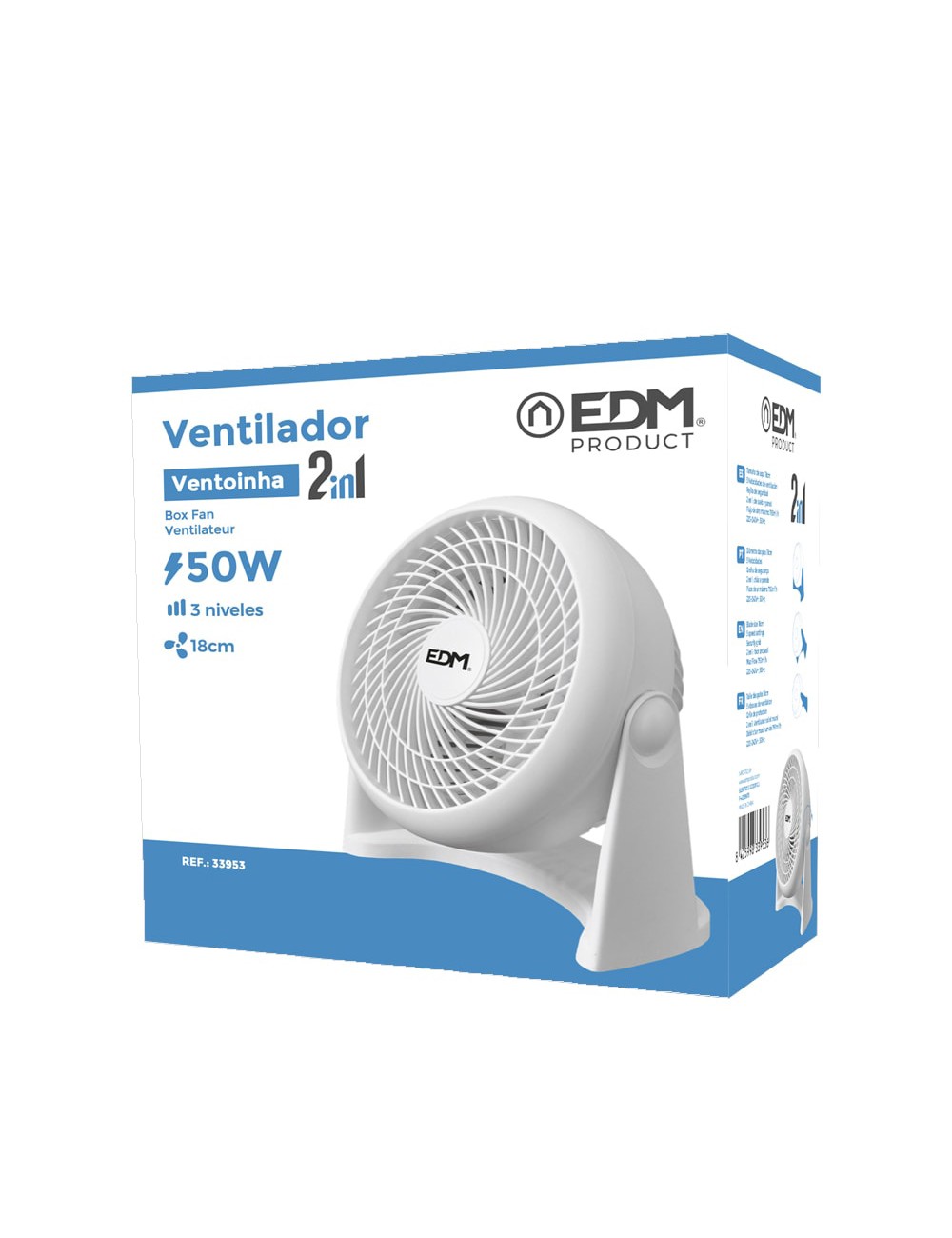 Ventilador 2 en 1 (suelo y pared), blanco, potencia 50 w 55,65 db aspas ø18 cm 26,5 x 15,5 x 27,7 cm