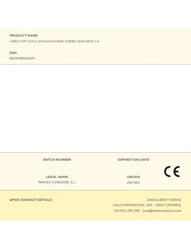 Cable utp cat.6 latiguillo rj45 cobre lszh gris 1 m